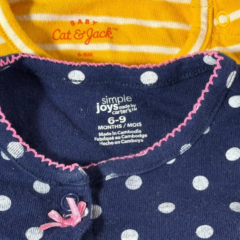 Carters Simple Joys Cat & Jack Baby Girl Clothing Lot 6-9 Months 14pc Set Mix